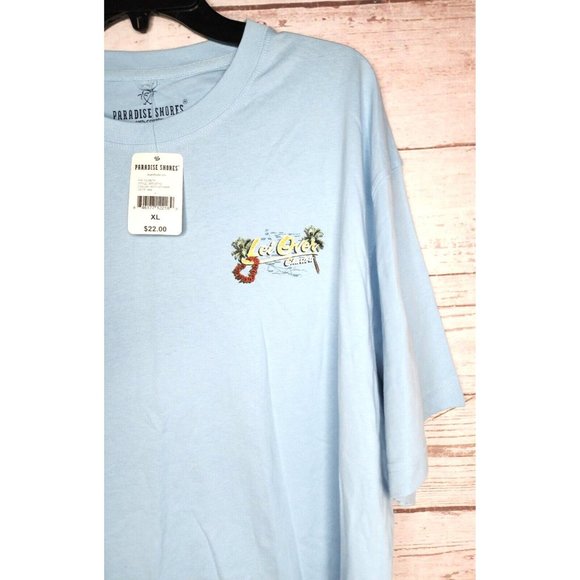 Paradise Shores Cotton XL 5011 Geyser Lei Over Charters Teal Blue T Shirt - Picture 7 of 16